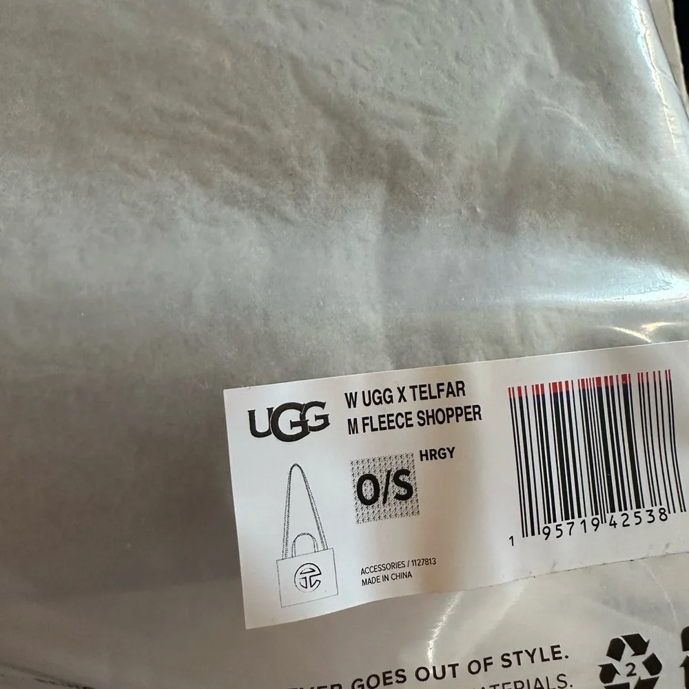 Ugg X Telfar Heather Grey Medium Fleece Shopper - Picture 3 of 9